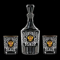 Подарочный набор 3пр. арт.1330-ГДЗ4 "Россия" (графин "Цезарь"+2 стакана 250мл.)