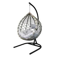 Кресло подвесное Вирджиния Garden story стойка+основ черн,корзн.графит.,подуш св серая D3414-МТ006