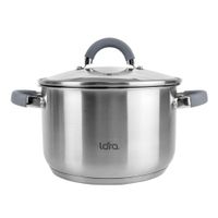 LR02-275 Кастрюля LARA (нерж) КАЛИПСО 22х13.5см 5.1л, капсул.индукционное дно, крышка стекло/силикон
