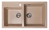 Мойка GranAlliance G-50 (830 х480мм) двухсекционная ,песочная с сифоном