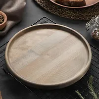 Блюдо для подачи d=25x1,8 см, массив березы,пропитано маслом,цвет шоколадный арт.7533108 г.Екатеринб