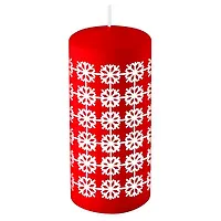 Свеча Deco Christmas 50х100 мм Снежинки (белые на бордовом) арт.106148