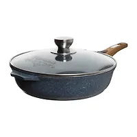 Сковорода 22см со съемной ручкой и стекл. крышкой АП "Premium" (blue) арт. с022903