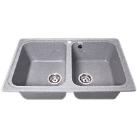 Мойка GranAlliance G-53 (775х500мм) двухчашевая, графит с сифоном
