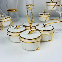 Набор из 4 банок на подставке Melody, фарфор, металл, Lenardi