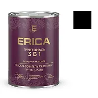 Грунт-эмаль ERICA 3в1 по ржавчине алкидная МАТОВАЯ черная 0,8 кг