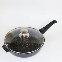 Сковорода 240мм АП "Granit Perfection black", со съемной ручкой ,стек.крышкой арт.02-2450-110