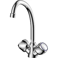 Смеситель для кухни LEONIDO NEW, хром, двухручковый, 1/2" кран букса - керамик 022 LEONIDO-S
