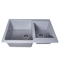 Мойка GranAlliance G-54 (770 х510мм) двухсекционная ,серая с сифоном