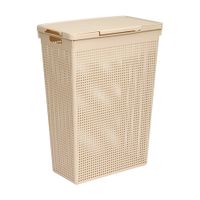Корзина для белья 50л с крышкой с декором "Лофт" узкая (латте) 5650020 "Виолет"