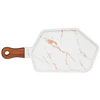 Менажница с деревянной ручкой коллекция "Золотой мрамор" цвет:white 35*16 см 412-200