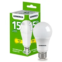 Лампа LED A60 груша 15Вт 230В 3000К E27 GENERICA арт.LL-A60-15-230-30-E27-G