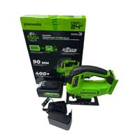 Лобзик аккумуляторный Greenworks GD24JS90, б/щет, 90 мм,4 ст.маятник,LED,1х2Ач,ЗУ (3601707CUA)
