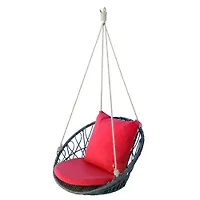 Кресло подвесное Майорка арт.М455-МТ001 цв.корзины коричневый, цв.подушки красный