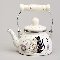 Чайник agness эмалированный со съемным фильтром из нжс серия "Lavander cats", 0,85 л 943-070