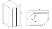 Душ.кабина HD-KU12080LB2L LOW 120x80х215 без г/м,черн.задн.стекла,тонир.перед.стекла, низ.под. 14 см
