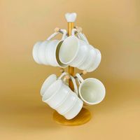 Набор 6 кружек 340мл на подставке BAMBOO в под.уп.(х8)Фарфор арт.140-153