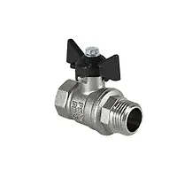 Кран шаровой латунный DeltaPro для воды 1/2" ВР/НР бабочка никелированный Valfex 11Б27фт1М