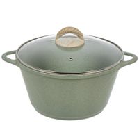 Кастрюля алюминий, антипригарное покрытие, 5 л, с крышкой, крышка стекло, круглая, Гурман, Мята, ГМк