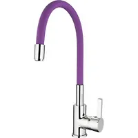 См-ль д/кухни LEDEME d-35 с силиконовым изливом (фиолетовый+хром) RAINBOW L4898-8