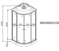 ДК EvaGold F901BS (90*90, низ.под., рифл. стек., черн. стен., хром матовый проф. 3к.)"EVA GOLD"