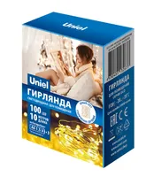 Гирлянда светодиодная на батарейках ULD-S1000-100/SCB/3AA WHITE IP20 DEW UL-00007186