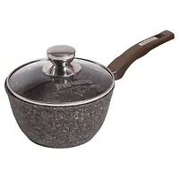 Ковш 1.2л с несъемной ручкой и стеклянной крышкой АП "Premium" (mokko) арт. 81902