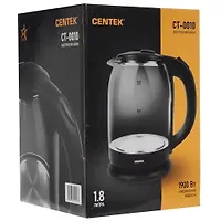 Чайник Centek CT-0010 стекло 1.8л, 1900Вт, LED индикатор, Защита от перегрева, Фильтр от накипи.