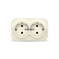 Розетка двухместная серия "IONICH", с/з, о/у, 16А, 220В, "слоновая кость" (ivory) (еврослот) (1428)