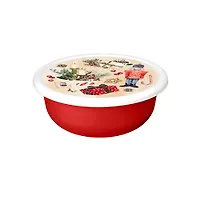 Миска Modena 1,2л с крышкой с декором "Новогодние Игрушки" Homver 1382