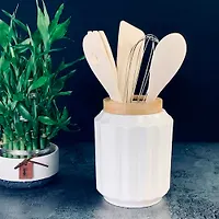 Набор кухонных принадлежностей 5пр. BAMBOO на подставке в под.уп.(х20)Фарфор,бамбук арт.140-008