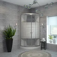 Душ.каб S003WL 100*100,низ.под, бел. задн. стенка, шелкография ст., 3 к