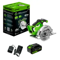 Пила циркулярная аккумуляторная Greenworks GD24CS165, бесщёточная, 165х20 мм, рез 57 мм, 1х5 Ач, ЗУ