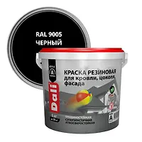 Краска резиновая для кровли, цоколя, фасада 6 кг ЧЕРНЫЙ  "DALI"  (20727)