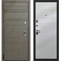 Стальная дверь FLAT STOUT X 40 960*2050 L  Смок Куантро белая черный с блест