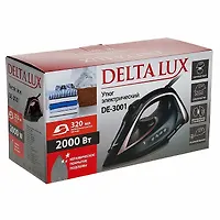 Утюг DELTA LUX DE-3001 черный с бронзовым, 2000 Вт, керамика, самоочистка, паровой удар, 320мл