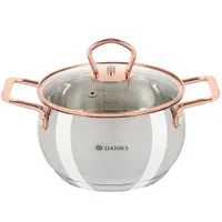 Кастрюля нержавеющая сталь, 1.8 л, с крышкой, крышка стекло, Daniks, Карлин, GS-01332G-16, серебрист