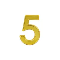 Цифра дверная "5" (50 мм) золото пластик самоклеющаяся арт.20078 Нора-М