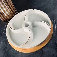 Менажница 28см на подставке BAMBOO в под.уп.(х8)Фарфор,бамбук арт.140-097