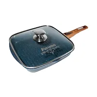 Сковорода-гриль квадр. 24*24 см со съемной ручкой и стекл. крышкой АП "Premium" (blue) арт. с064903