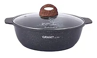 Кастрюля-жаровня 3л со стекл. крышкой, АП линия "Granit ultra" (blue) "Kukmara"