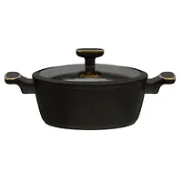 Кастрюля а/п литая 4 л с индукционным дном, стекл. крышка, d=24 см цвет: чёрный (R-27424) "МАРУСЯ"