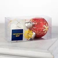 Набор ёлочных шаров "Золотистые нити" d=8см,1LED,2шт,от батареек,Т/БЕЛЫЙ арт.5864391 г.Екатеринбург
