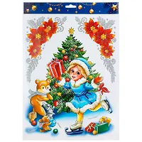Наклейка интерьерная Волшебная страна Снегурочка на коньках, ПВХ, 41×29 см