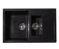 Мойка GranAlliance G-51 (765 х490мм) двухсекционная ,черная с сифоном