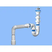 Сифон АНИ ПЛАСТ 40 прямоточный с гофрой 40- 40*50 мм. выпуск с гайкой  (D0115)