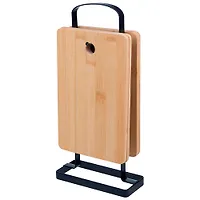 Набор из 4 разделочных досок, Foresta di bambu, из бамбука на подставке, :15*6,5*32 см арт.986076
