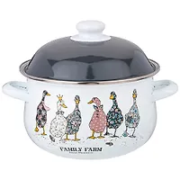 Кастрюля Agness эмалированная с эмалированной крышкой, серия Family farm, 2.8 л, 20*12 см