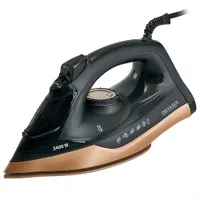Утюг Delta Lux DE-3007 черный с золотым, 2400Вт, керамика, антикапля, антинакипь