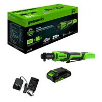 Гайковерт-трещотка аккумуляторный Greenworks GD24RW,б/щет, 1/2",80Нм,70 мм,1x2Ач,ЗУ (3804007CUA)